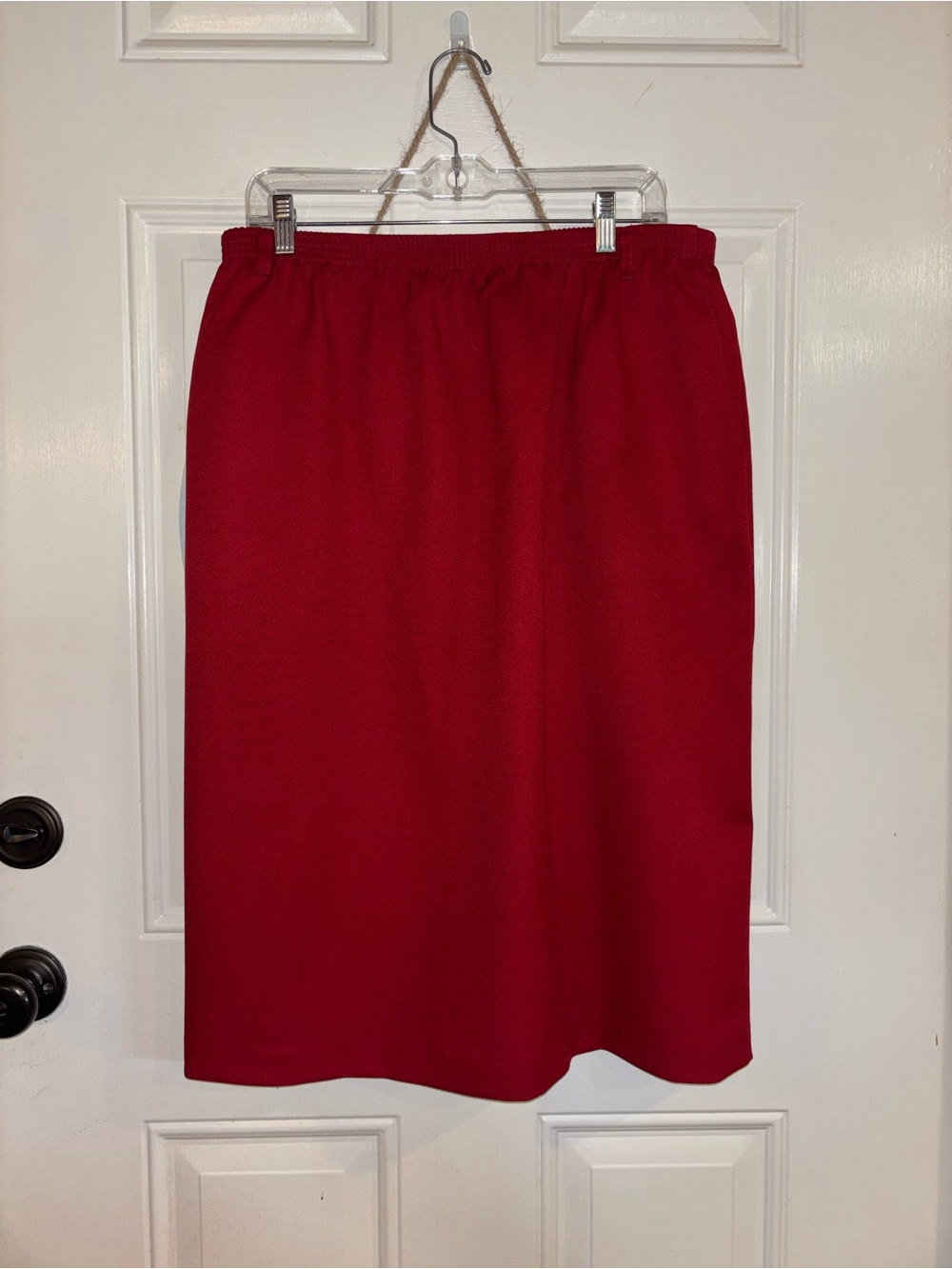 Alfred Red Midi Pencil Skirt with Elastic Waist